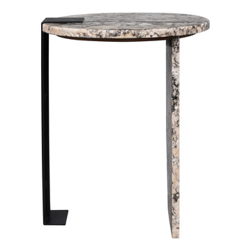 Lyra 17" Contemporary Natural Marble/Metal Handmade Round End Table - JONATHAN Y